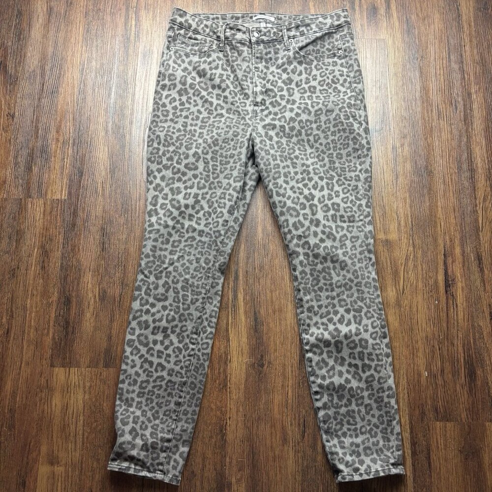 Good American Good Legs Skinny Jeans Black/gray Leopard Print Women’s Size 16